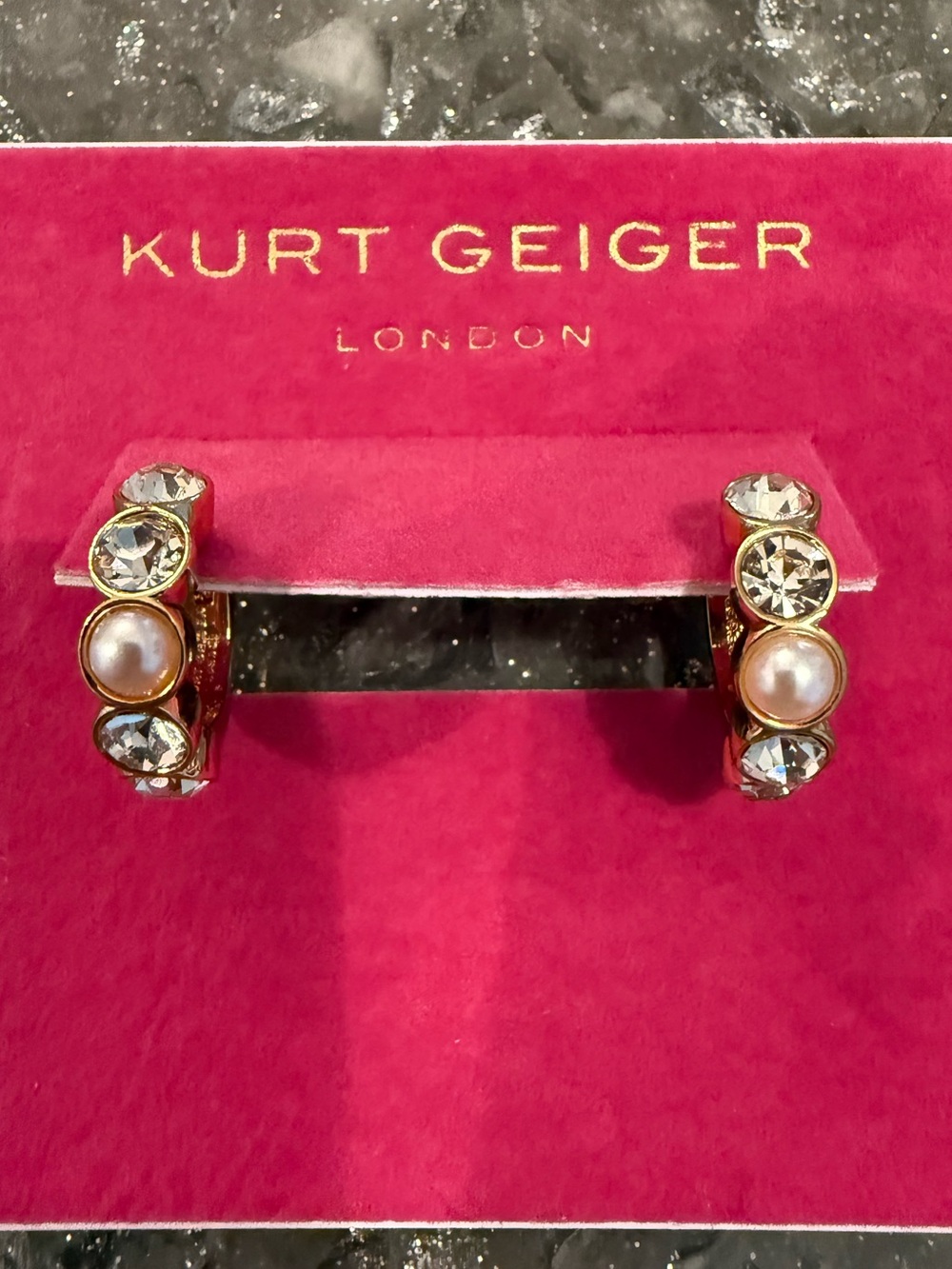 Kurt Geiger Gold-Tone Crystal & Pearl Huggie Earrings